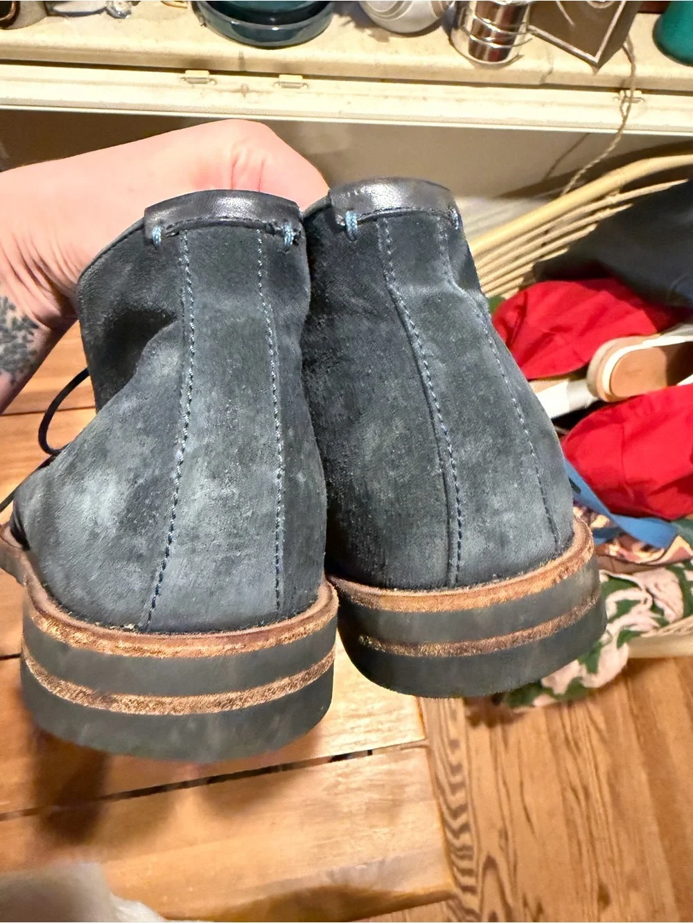 Aquatalia Navy Suede Chukka Boots